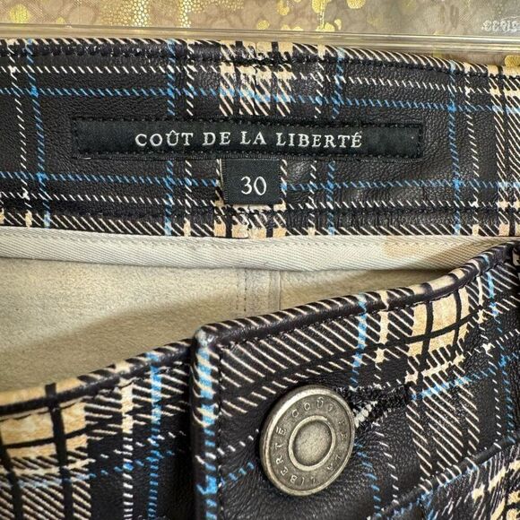 Cout De La Liberte Mens Jimmy Printed Plaid Leather Low Rise Flare Size 30 NWT - Picture 3 of 13